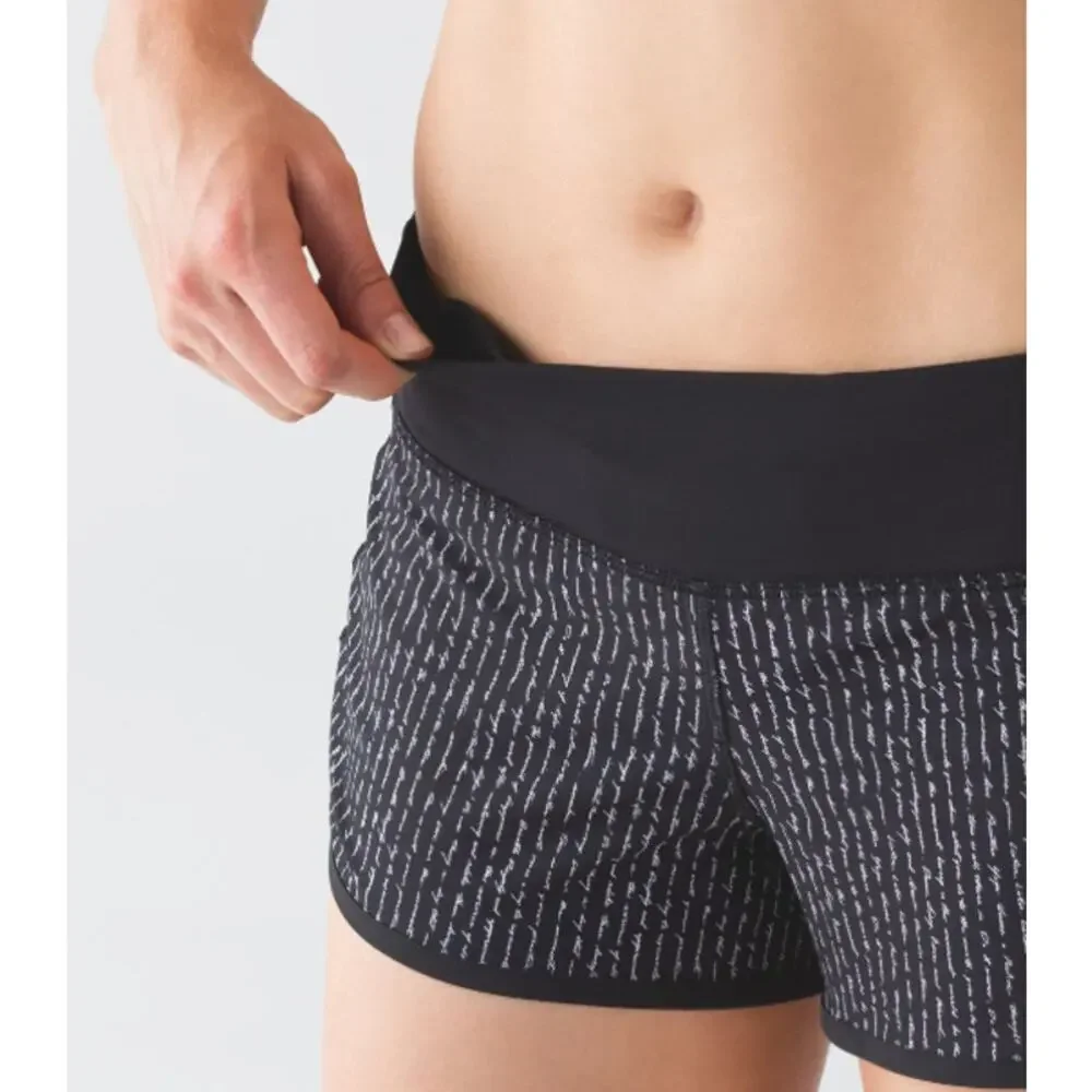 Lululemon Shorts Women 8 Speed Short Pinstripe Black Running Athletic Gym Summer